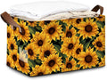 32L Large Storage Bins with Handles Basket Organizer for Shelves Closet Books Laundry &amp Home Decor (Field Sunflower)