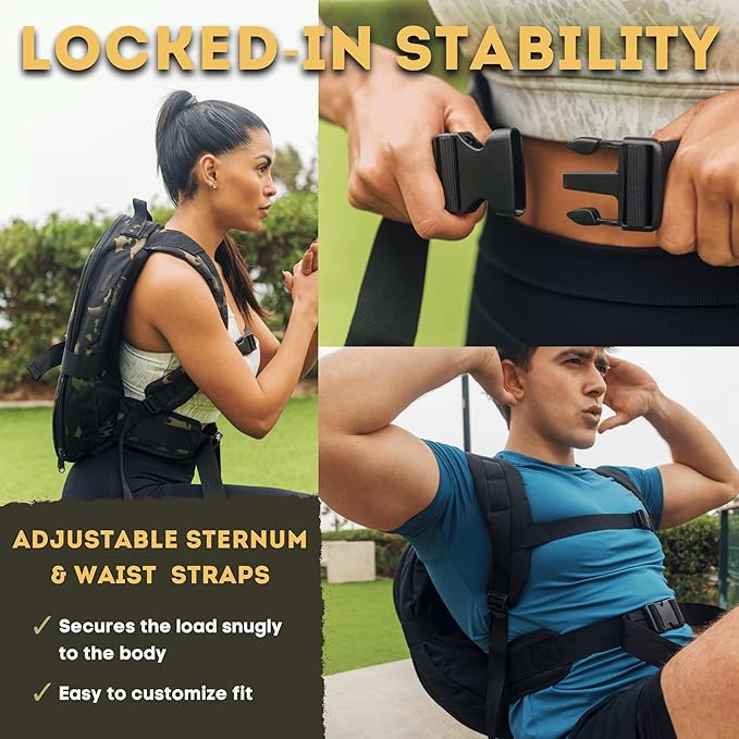 Polyfit PL8 Backpack for Olympic Weight Plates - Weighted Backpack for Strength Training Rucking and Gym Workouts - BLACK