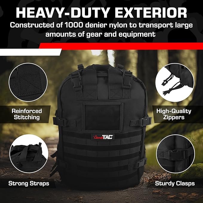 MediTac Deluxe Special Ops Tactical Field Medical Stomp Pack - Largest Backpack for all Gear &amp Equipment - Black