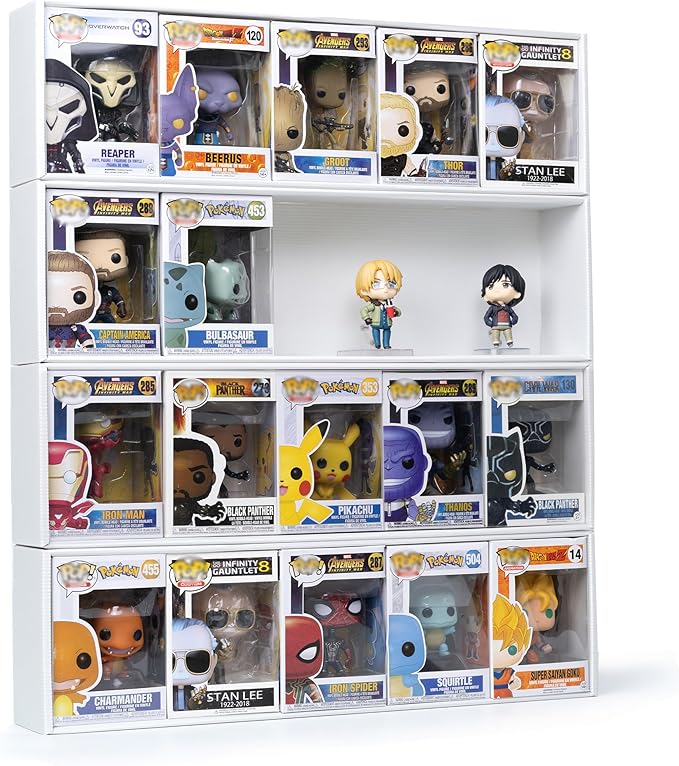 5X4 Version Display Case Compatible with Fnko Pop Boxes Stackable 4 Single Row with Transparent Cover to Protect Your Collection Against Dust (Holds 20 Pops)
