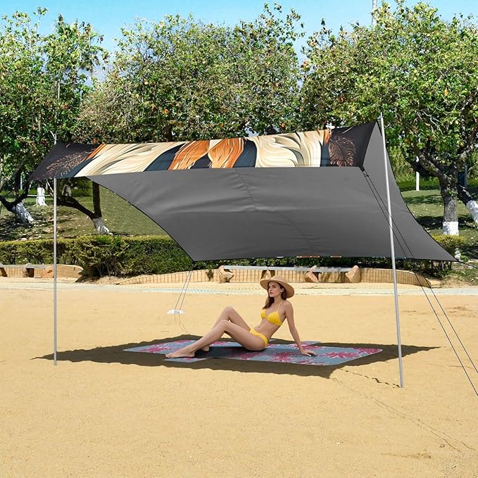 ALAZA Mystical Fox Beach Tent Sun Shelter Portable Canopy Sunshade for Outdoor Camping Picnics Backyard Fun 10x9 ft