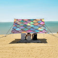 ALAZA Gradient Mermaid Scales Beach Tent Sun Shelter UPF50+ Protection Beach Shade Canopy w/ 4 Sandbags for Outdoor Camping Fishing Backyard Fun Picnic 10x9 ft