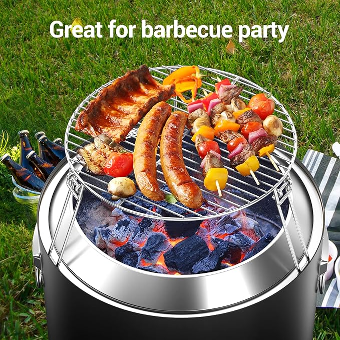Rock&ampRocker Firepit Cooking Grate 19 Stainless Steel Grill Grate for Bonfire Smokeless Firepit for Outdoor BBQ Camping Fire Pit