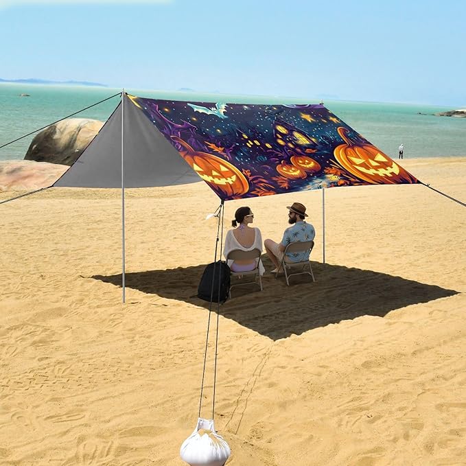 ALAZA Pumpkin Magic Hat Beach Tent Sun Shelter Portable Canopy Sunshade for Outdoor Camping Picnics Backyard Fun 10x9 ft