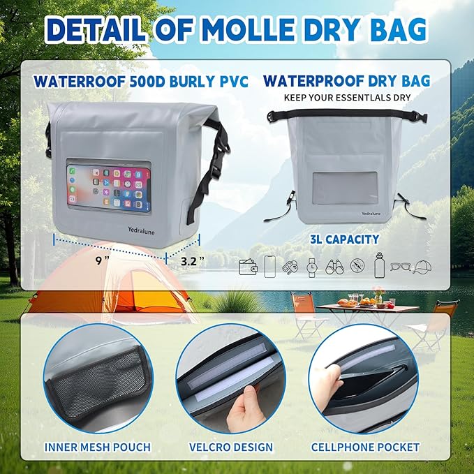 Waterproof MOLLE Dry BagCompatible with YETI Hopper Flip Tactical Backpack Soft CoolerFor dry bag sidekickYETI Cooler Accessories