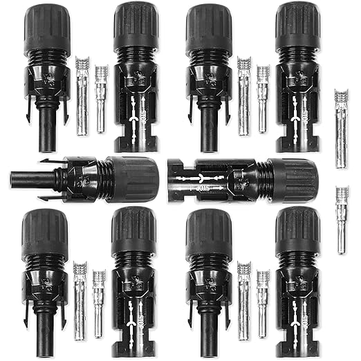 Staubli MC4 PV Solar Panel Cable Connector Pair for 8 AWG - Made in USA (5 Pairs)