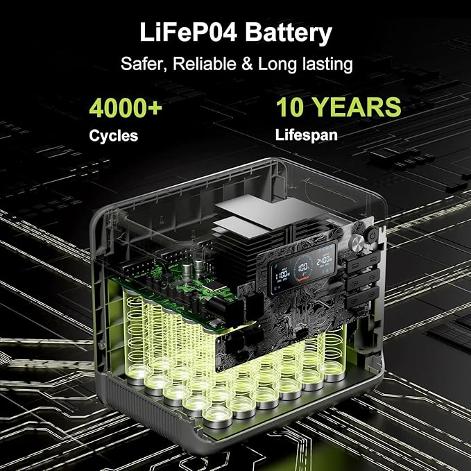 FOSSiBOT F2400 Portable Power Station 2400W 2048Wh LiFePO4 Battery Solar Generator 2H Fast Charging for Home Backup Outdoor Camping RV Emergency F2400 Pro