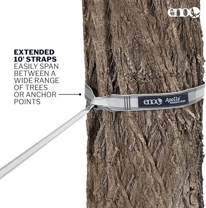 ENO Apollo Suspension System - Tree Strap for Hammock - Hammock Accessories for Backyard Patio or Balcony Furniture and Decor - Grey/Charcoal