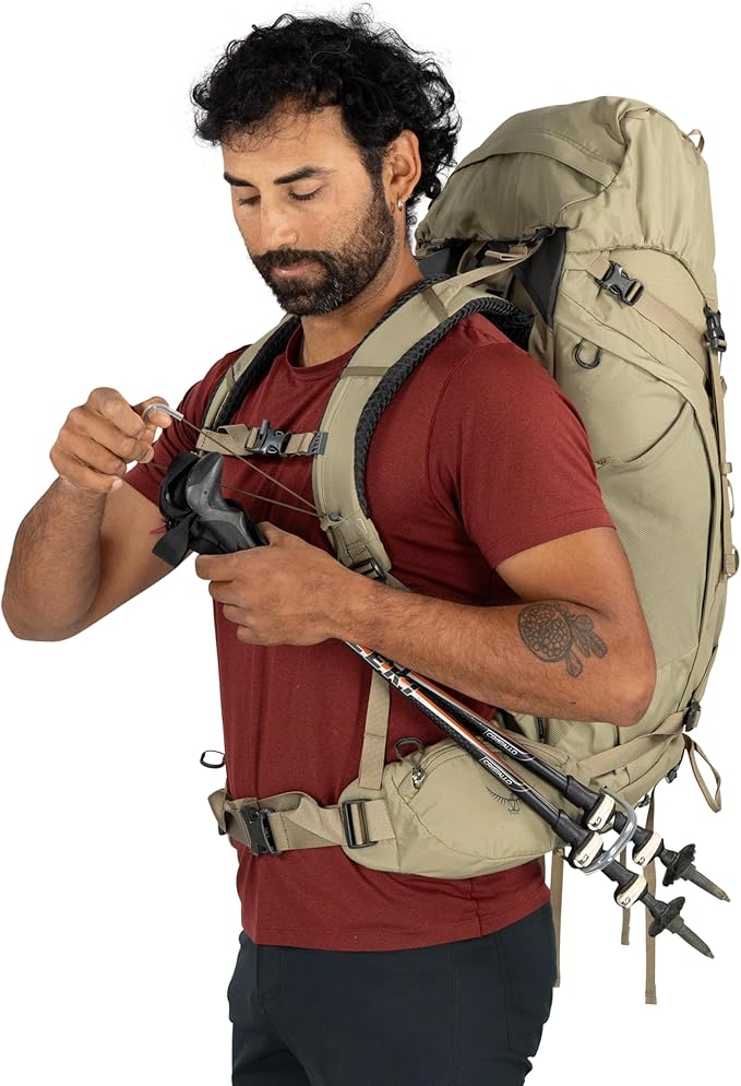 Osprey Kestrel 48L Men's Backpacking Backpack - Hiking &amp Camping Bag with Waterproof Raincover Moss Green Large/X-Large
