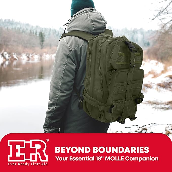 Ever Ready First Aid Tactical Assault Pack - First Aid Rucksack - 18 Military MOLLE Backpack
