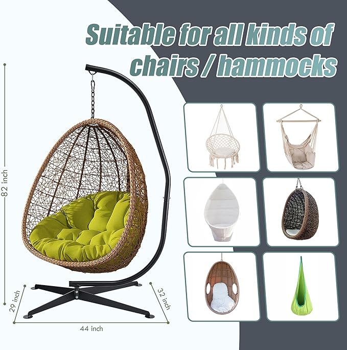 Sorbus Hammock Chair Stand Hanging Chair Stand- Steel Sensory Swing Stand- Weather &amp Rust Resistant C Stand- Adjustable Portable Stand 330lbs for Tree Lounger Air Porch Indoor/Outdoor Patio