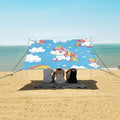 ALAZA Cute Rainbow Unicorns Cartoon Beach Tent Sun Shelter UPF50+ Protection Beach Shade Canopy w/ 4 Sandbags for Outdoor Camping Fishing Backyard Fun Picnic 10x9 ft