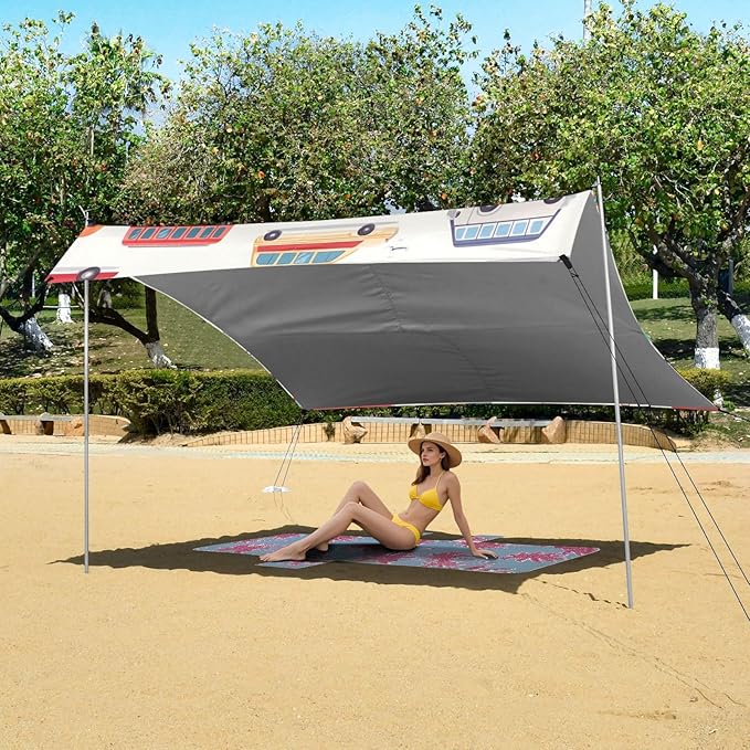 ALAZA Transport Cartoon Cars Beach Tent Sun Shelter Portable Canopy Sunshade for Outdoor Camping Picnics Backyard Fun 10x9 ft