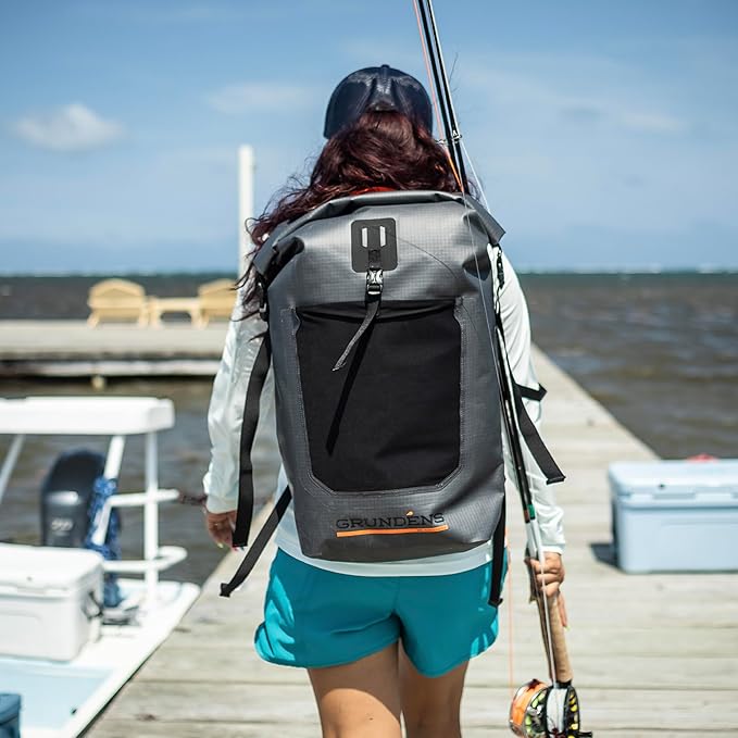 Grundéns Bootlegger Roll Top Backpack | Waterproof 30L Red Orange