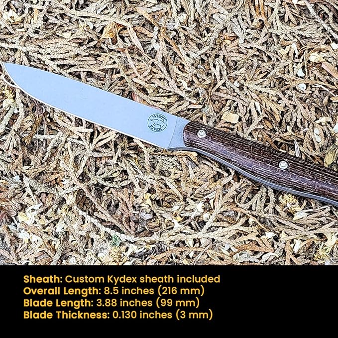 White River Knives Exodus 4 Natural Burlap Micarta handle.