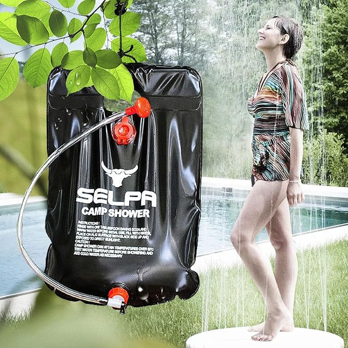 Solar Shower Bag 20L 20L Solar Shower Bag 5 Gallons/20L with Removable Hose and On-Off Switchable Shower Head for Camping Beach Traveling