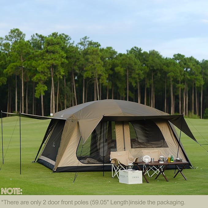 Vidalido 8-10 Person Camping Tent with 3 Door 2 Room Large Family Cabin Tents Double Layer Waterproof Portable Glamping Tent Big Tents for Outdoor Picnic Camping Hiking and Family Gathering