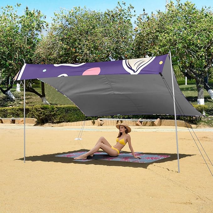 ALAZA Cartoon Ice Cream Pattern Beach Tent Sun Shelter Portable Canopy Sunshade for Outdoor Camping Picnics Backyard Fun 10x9 ft