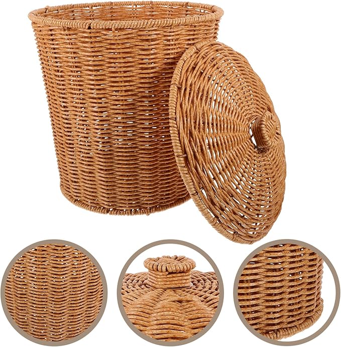 Ciieeo Laundry Basket Lid Woven Storage Container for Clothes Towels Toys and Sundries Multi-purpose Household Organizer for Bedroom and Laundry Room