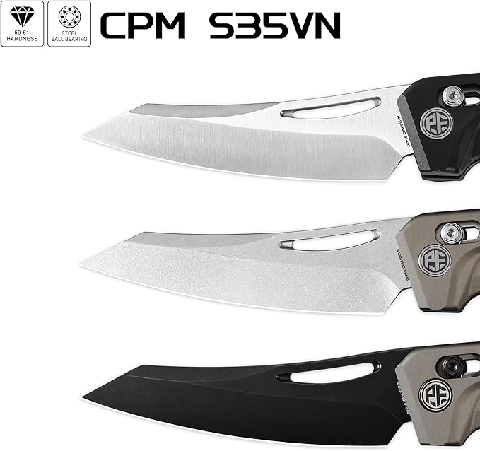 Petrified fish PFP15 Frigate Folding Knife3.82 CPM S35VN Steel Satin Blade Aluminium Handle Pocket Knife for Camping Outdoor (Black Aluminum &amp Satin)