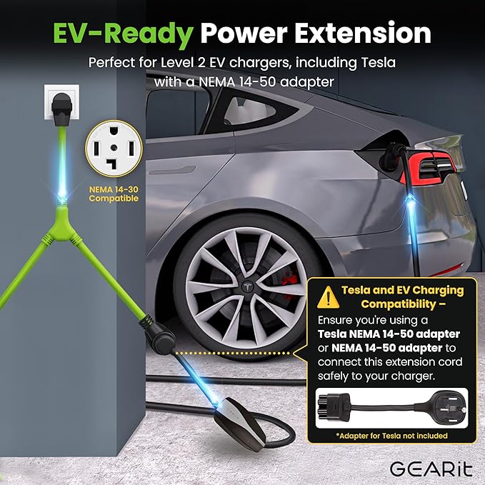 GEARit 30A 4-Prong Power Splitter - ETL Listed - NEMA 14-30P to Dual 14-30R &amp 14-50R Heavy Duty Dryer &amp EV Adapter for Electric Vehicles and Laundry