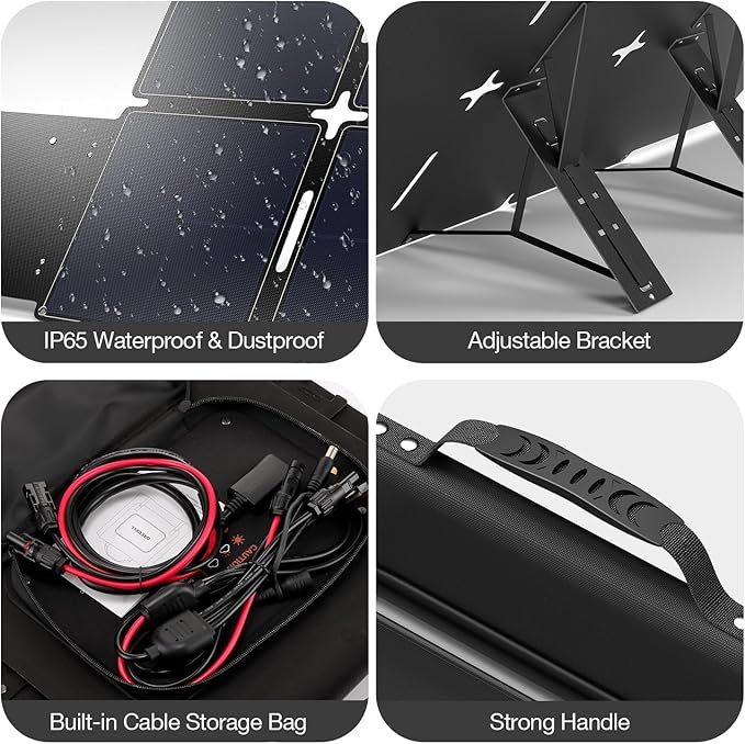 GRECELL 240W Portable Solar Panel for Power Station Ultra Light Foldable Solar Panel Kit 25% High Efficiency IP65 Waterproof Solar Charger for Outdoor Camping RV Boat Home Backup Power Off-Grid