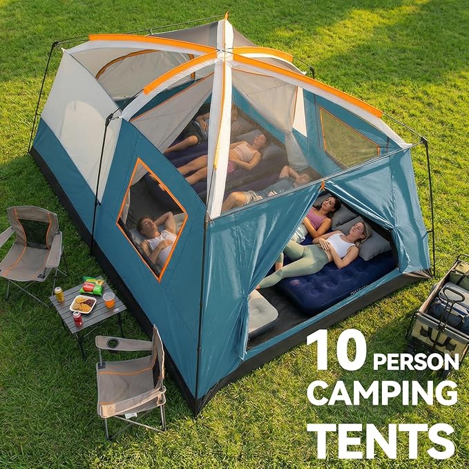 COBIZI 4-6-8-10 Person Camping Tent Spacious Family Tents for Camping Ideal Hiking 3500mm Waterproof Double-Layer Windproof Tent for Hiking &amp Backpacking