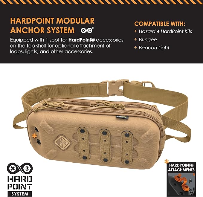HAZARD 4 Bandoleer - Mini Tactical Sling Bag - EDC/CCW Shoulder Crossbody Pack - Water Resistant Small Chest Satchel - Durable Carry Travel Backpack - Military-Style Single Strap Body Pack - Coyote