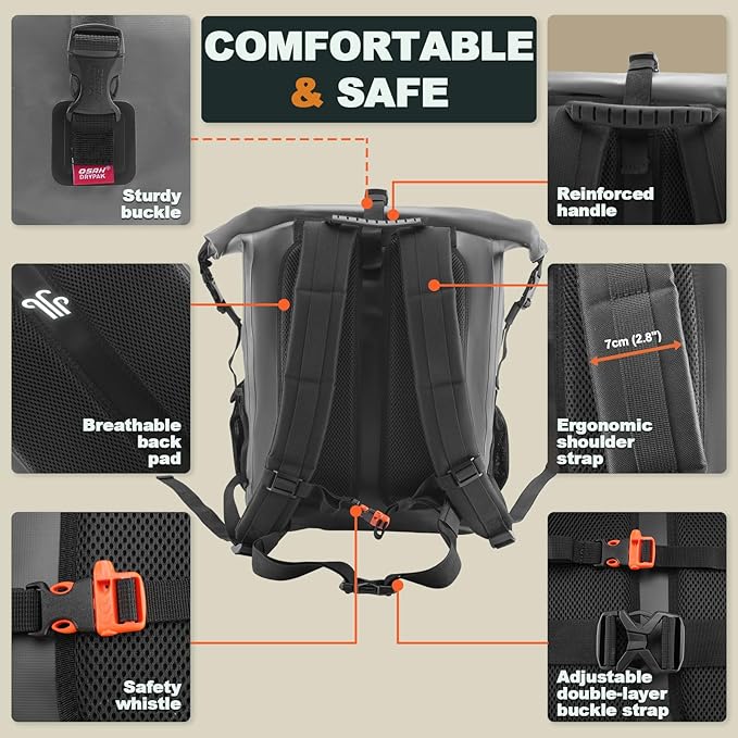 OSAH DRYPAK Waterproof Backpack Dry Bag 35L/55L/85L – Heavy Duty Roll-Top Hiking Backpack for Travel Kayaking Boating Camping Rafting and Fishing