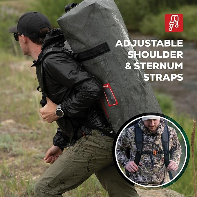 Uncharted Supply Co. The Vault Waterproof Duffel Bag - Airtight bag with Backpack Straps Carry-On Size Perfect for travel boating camping recreation. (Gunmetal 100L)