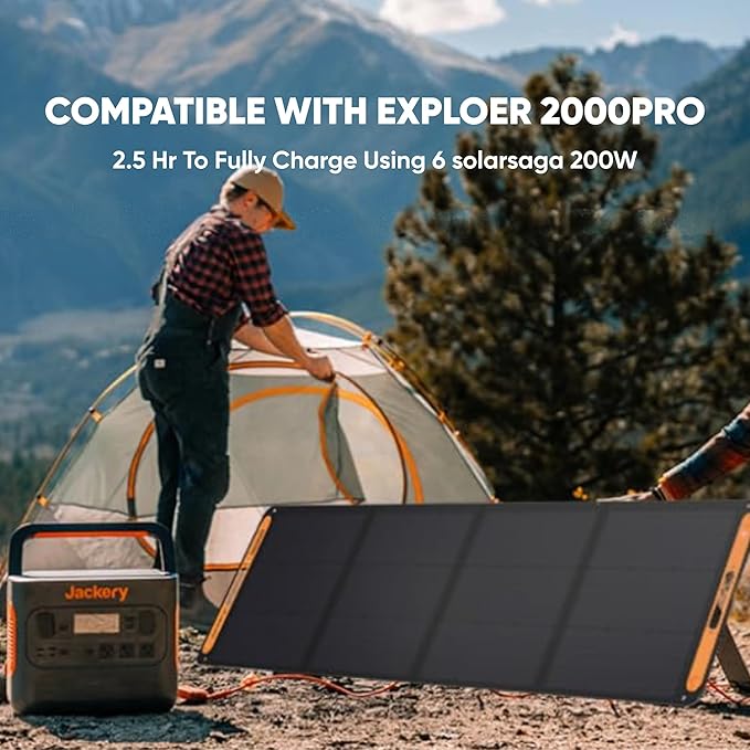 Jackery SolarSaga 200W Portable Solar PanelIP68 Foldable Bifacial Solar PanelsCompatible with Jackery Explorer Power Station and Solar Generatorfor Rooftops Outdoor Camping Off-Grid and RVs
