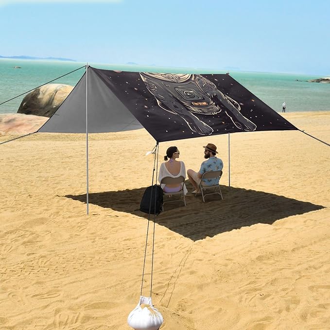 ALAZA Funny and Cute Space Labrador Beach Tent Sun Shelter Portable Canopy Sunshade for Outdoor Camping Picnics Backyard Fun 10x9 ft