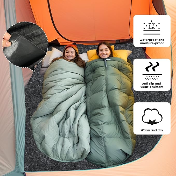 CIEOVO Camping Tent Carpet Mat 6 x 6 Ft Waterproof Rug for Outdoor Use Dark Gray