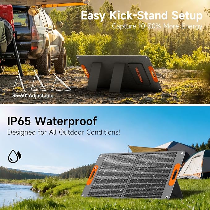 100W Portable Solar Panel for Power Station 24% High Efficiency ETFE Foldable Solar Panel Charger QC3.0 Type-C 60W MC4 Output IP65 Waterproof for Outdoor Camping RV Emergency Power Supply