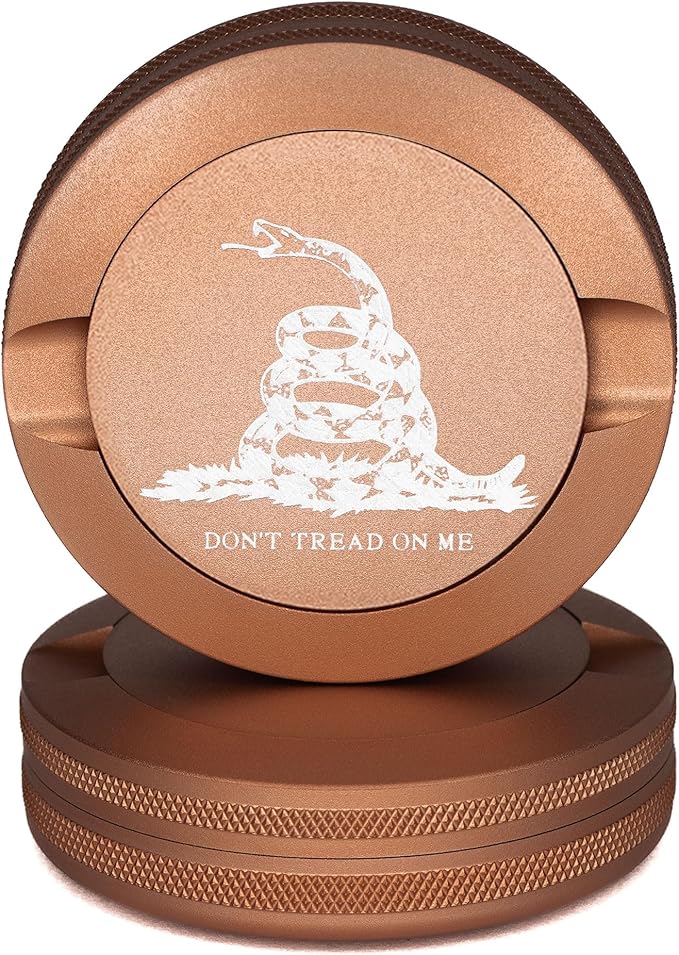 Don’t Tread on Me Zyn Metal Can | Nicotine Pouch Container | Moisture &amp Odor Proof Snus Can | Zyn Accessories | Laser Engraved Gadsden Flag Design (Copper)
