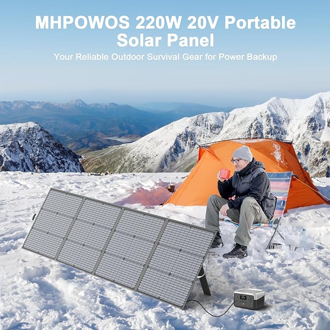 220W Portable Solar Panel IP67 Waterproof Foldable 20V Solar Charger High 23.5% Efficiency for Portable Power Station Outdoor Camping RV