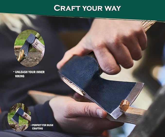 VikingSmithy Axes and Hatchets with Sheath - Wood Splitting Axe and Chopping Hatchet for Camping Survival and Gardening - Premium Bushcraft Axe