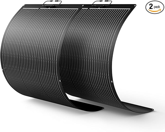 200W Flexible Solar Panel Kit (2x100W) All-Black Stealth Edition High-Performance ETFE Monocrystalline Modules 12V/24V System for RV Motorhome Boat Van Camper