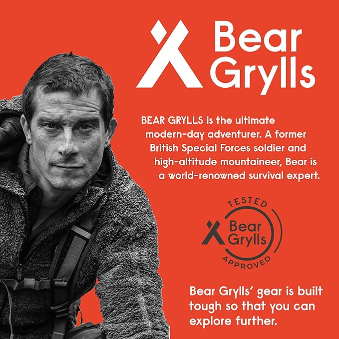 Utility Tool by Bear Grylls Multitool Pocket Knife For Camping Hiking EDC and Survival with Bottle &amp Can Opener Pliers Screwdriver Sheath - Black Oxide Finish Medium