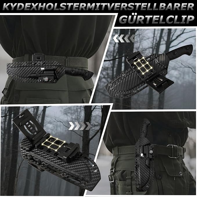 Survival Knife with Fire Starter and Kydex Sheath10.16 Full Tang Fixed Blade Hunting Knife with G10 Handle for BushcraftOutdoorHuntingFishingCamping