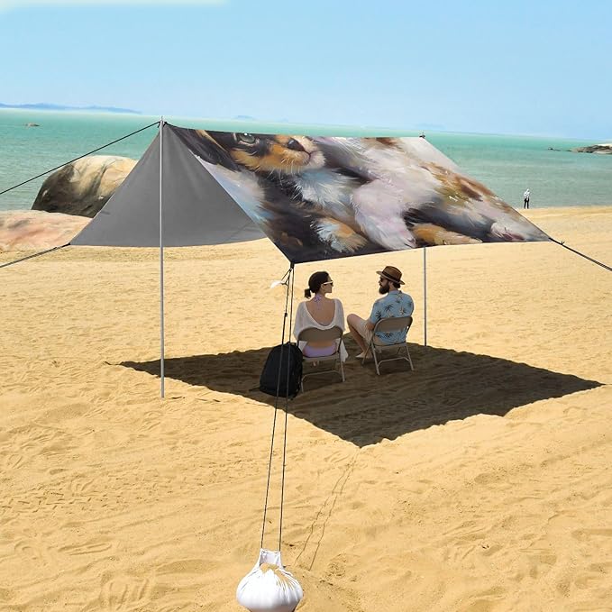 ALAZA Cats Dogs Hug Beach Tent Sun Shelter Portable Canopy Sunshade for Outdoor Camping Picnics Backyard Fun 10x9 ft