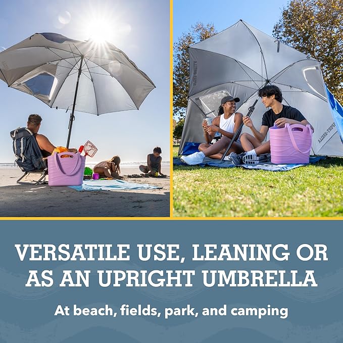 Sport-Brella Premiere UPF 50+ Umbrella Shelter with Patented Side Panels and Tilt Mechanism Heavy-Duty 1.25 Inch Center Pole Auger Anchor for Sand and Grass