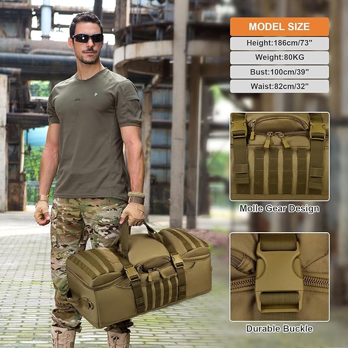 HUNTVP 60L Tactical Backpack Tactical Duffel Bag Military Travel Bag Outdoor Assault Pack Rucksack Bag | Gear Sport Outdoor Bag For Hunting Camping Trekking