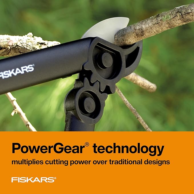 Fiskars 15-Inch PowerGear Loppers Sharp Steel Blade Bush and Tree Trimmer Cuts up to 1.25-Inch Diameter Branches Rust Resistant and Lightweight Pruner Yard Tools for Gardening