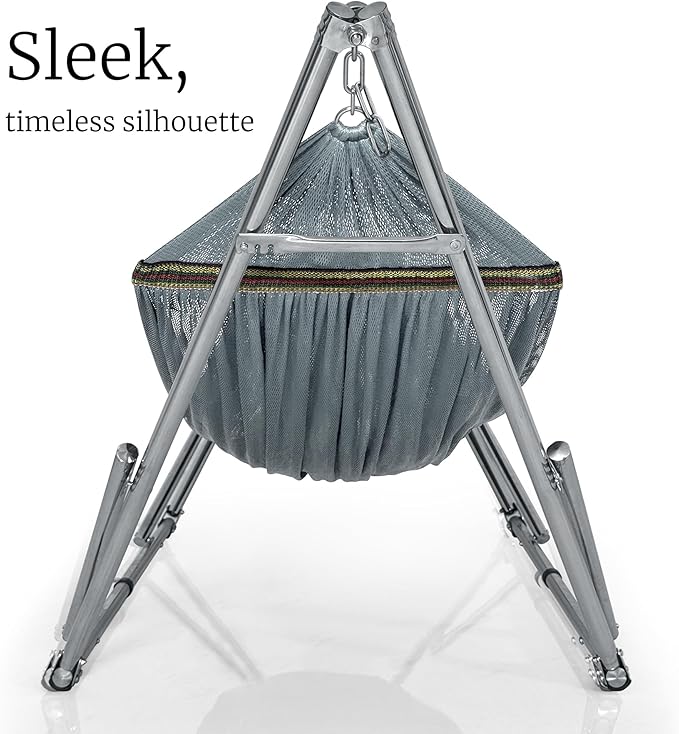 Tranquillo Adjustable Hammock Stand Collapsible Camping Hammock with Stand 650 lbs Capacity Double Hammock Stand Foldable Stainless Steel Breathable Polyester Hammock Net Carry Bag Included Grey