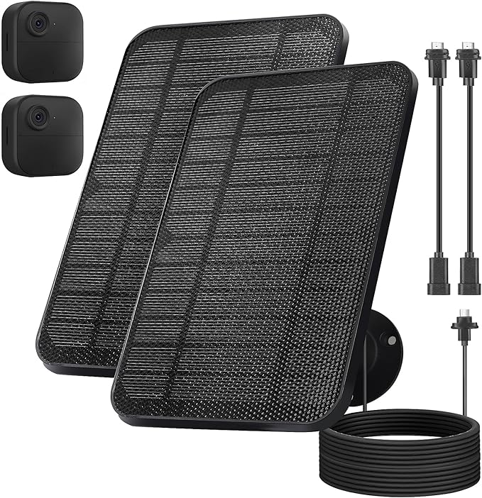 4W Solar Panel for Blink Camera Solar Panel Compatible with Blink Outdoor 4 (4th Gen) Camera Waterproof Solar Charger for Camera Outdoor (3rd Gen)/XT3XT2/XT(Not Included) with 10Ft Cable 2 Pack