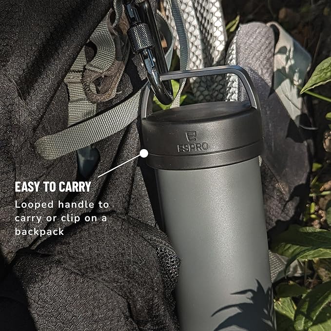 ESPRO Go P0 Ultralight French Press Coffee Maker for Travel Vacuum Insulated Stainless Steel 16 Ounces Matte Meteorite Black
