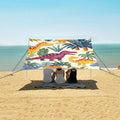 ALAZA Dinosaurs Seamless Pattern Dinos Palms and Berrie Beach Tent Sun Shelter Portable Canopy Sunshade for Outdoor Camping Picnics Backyard Fun 10x9 ft