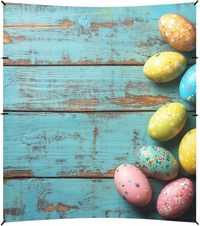 ALAZA Happy Easter Vintage Banner Colored Easter Eggs Beach Tent Sun Shelter Portable Canopy Sunshade for Outdoor Camping Picnics Backyard Fun 10x9 ft