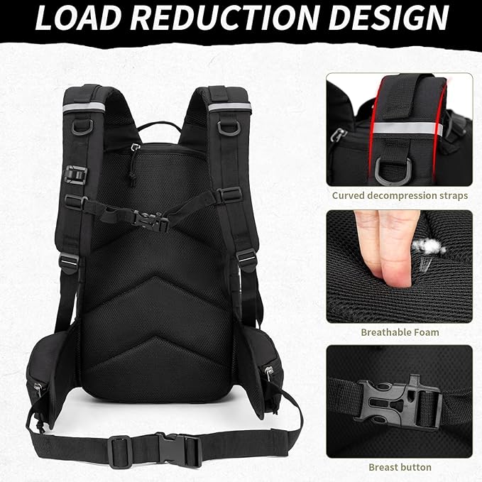 Camo hunting backpacksmall tactical backpack military backpack for men camping backpack 3-day bag(Black)